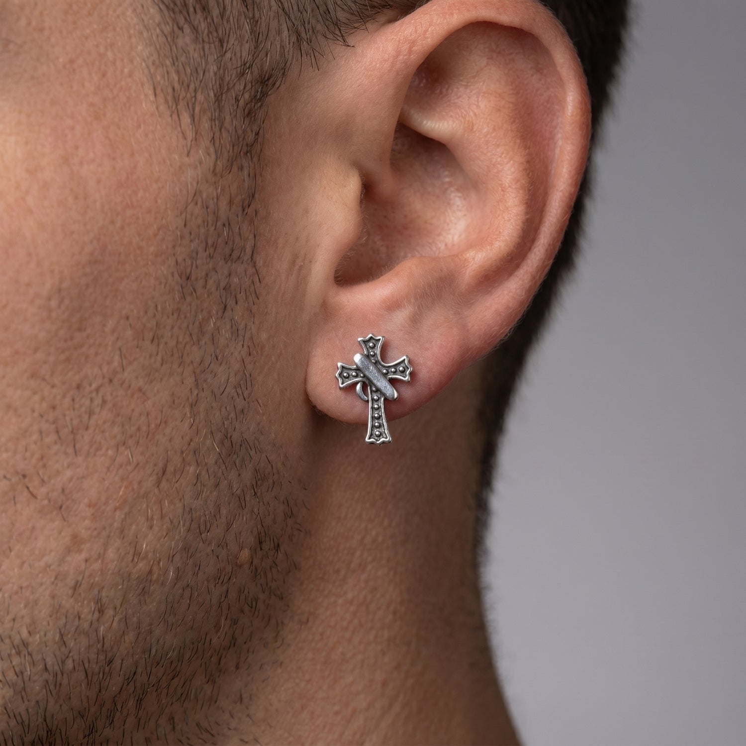 The Gothic Cross Studs ( Pair )