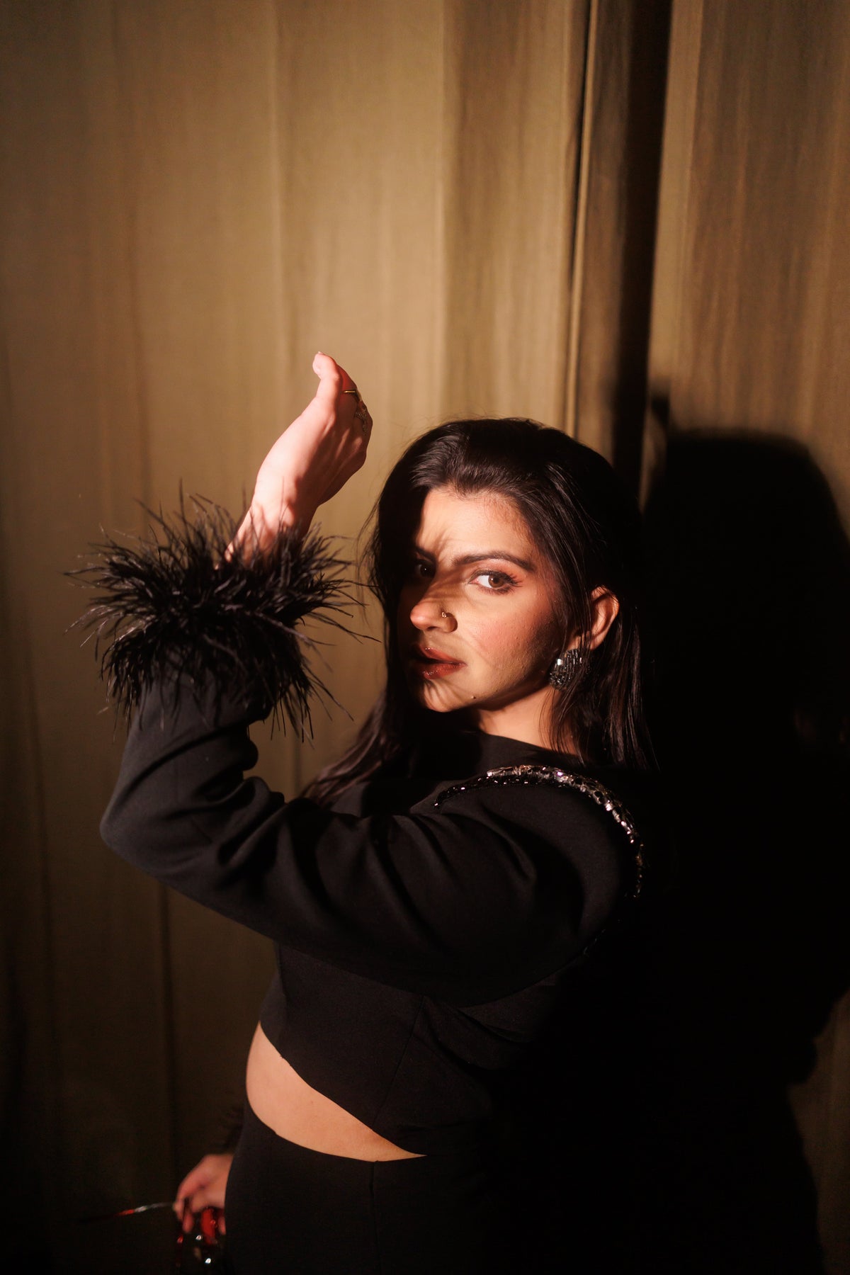 Black swarvoski feather set – photo 4