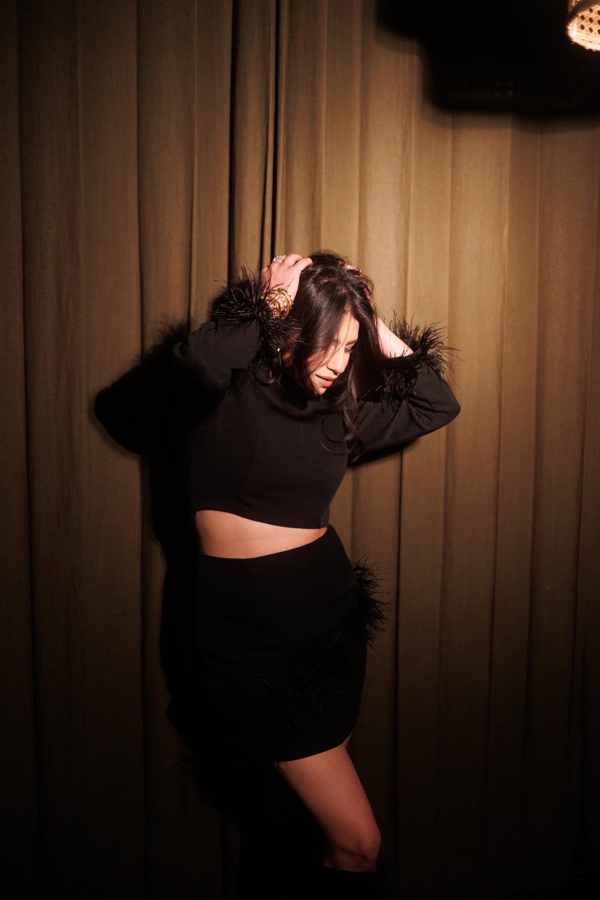 Black swarvoski feather set – photo 5