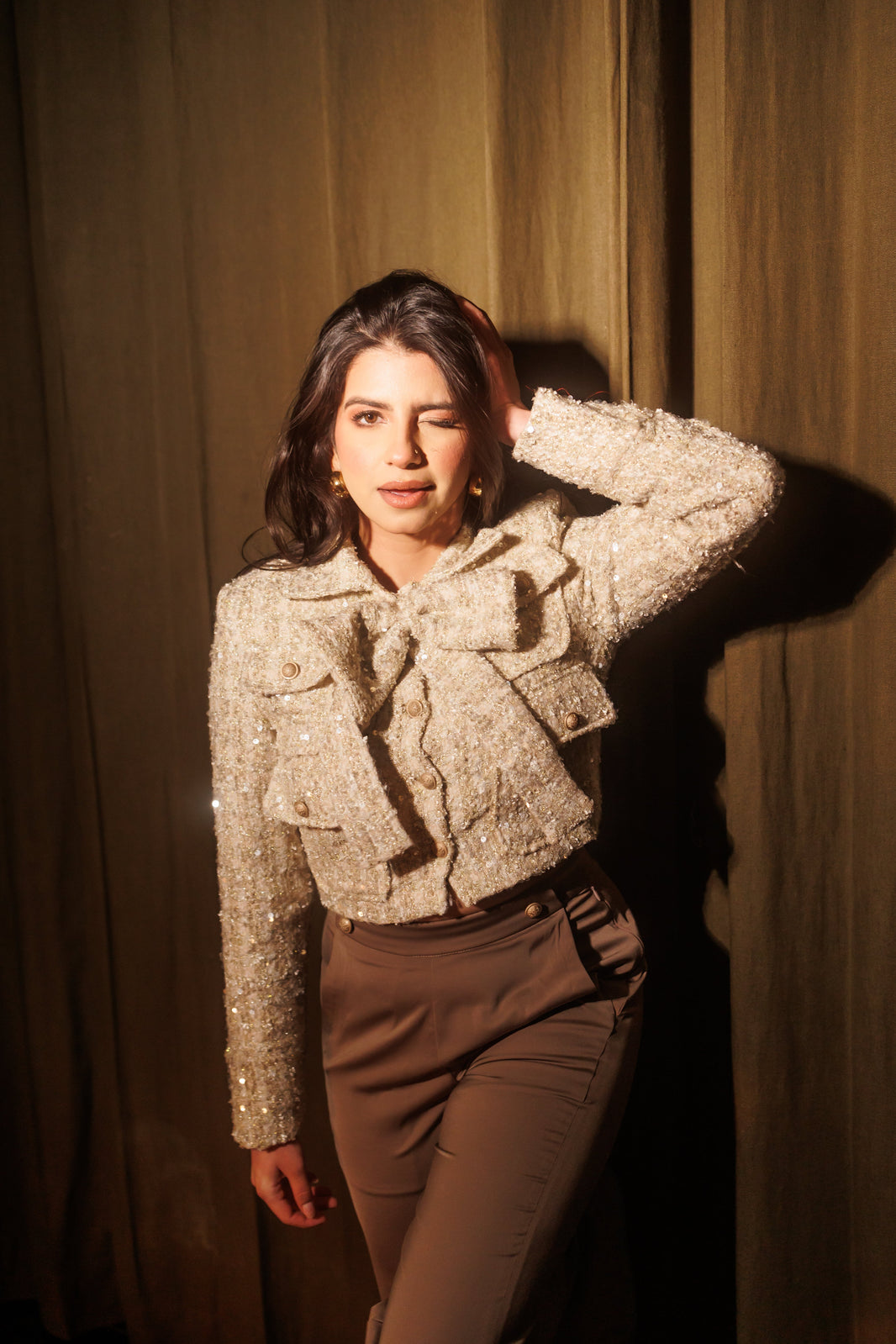 Tweed Bow Collar Jacket – photo 1