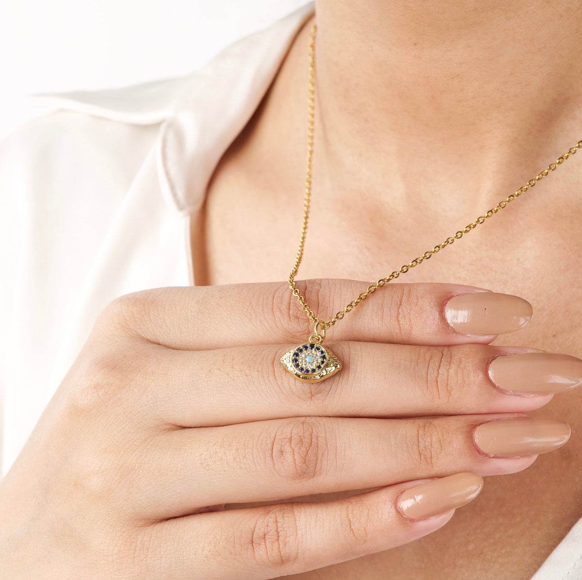 Nazar Studded Evil Eye Pendant with Necklace – photo 1