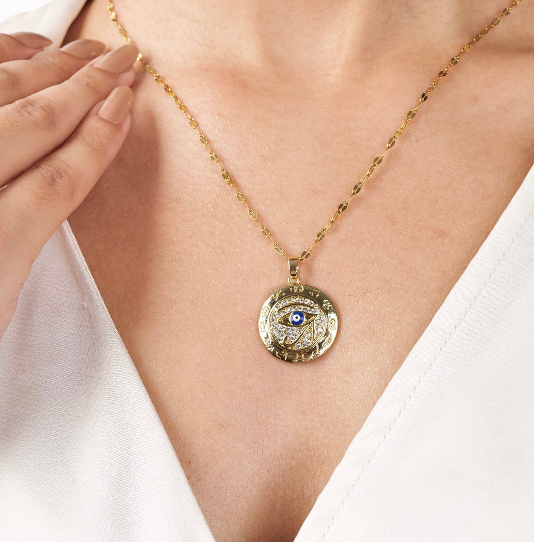 Greek Horus Evil Eye Pendant with Necklace – photo 1