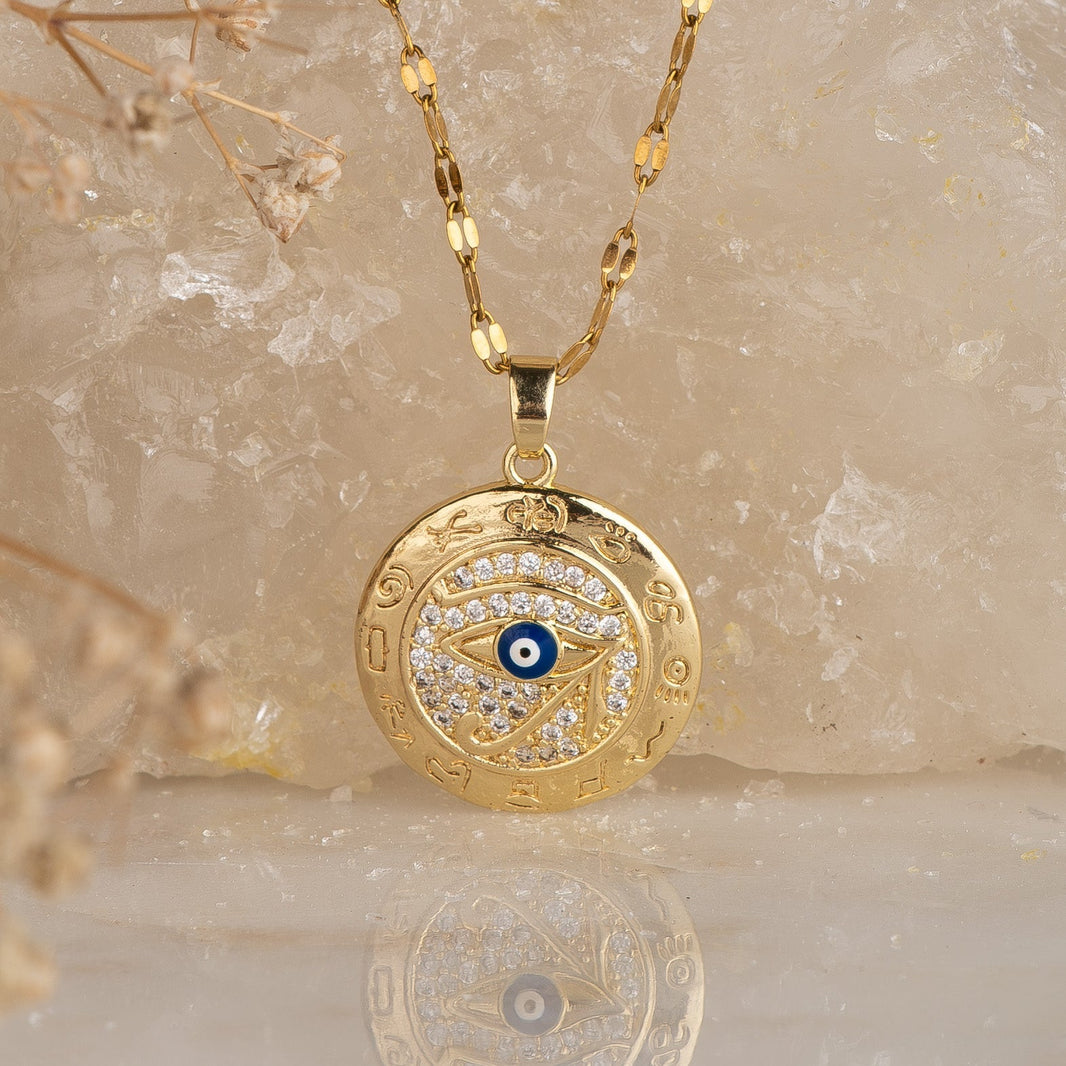 Greek Horus Evil Eye Pendant with Necklace – photo 2