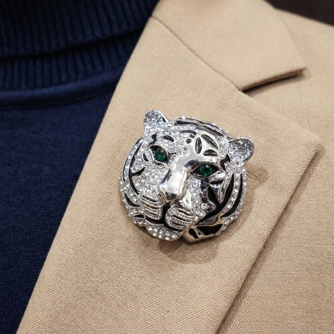 Tiger Brooch - Silver – photo 1