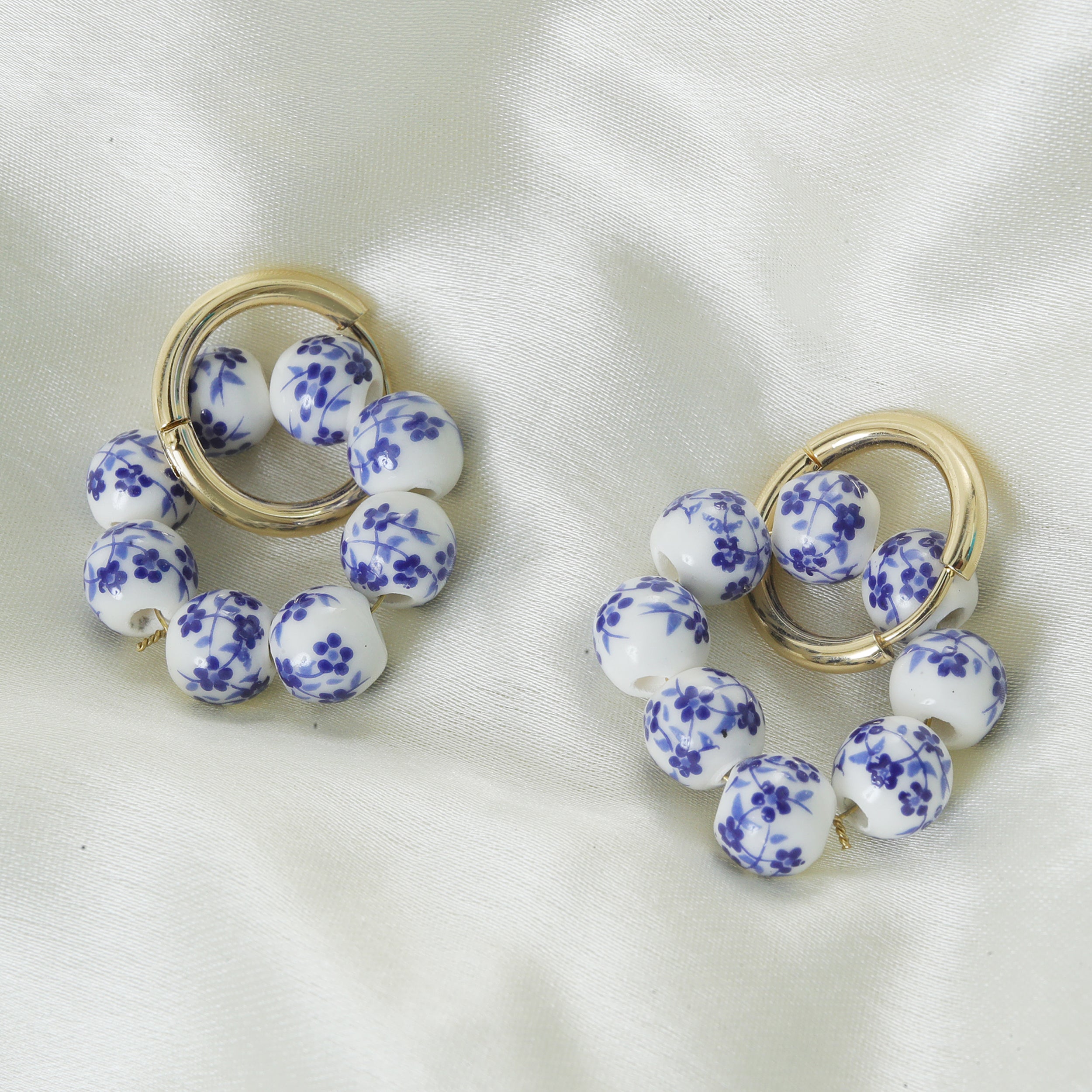 Flower Porcelain Hoops
