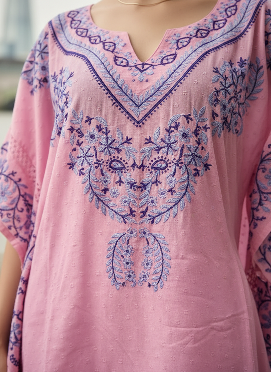Artisan Bloom Swiss Dot Kaftan Top