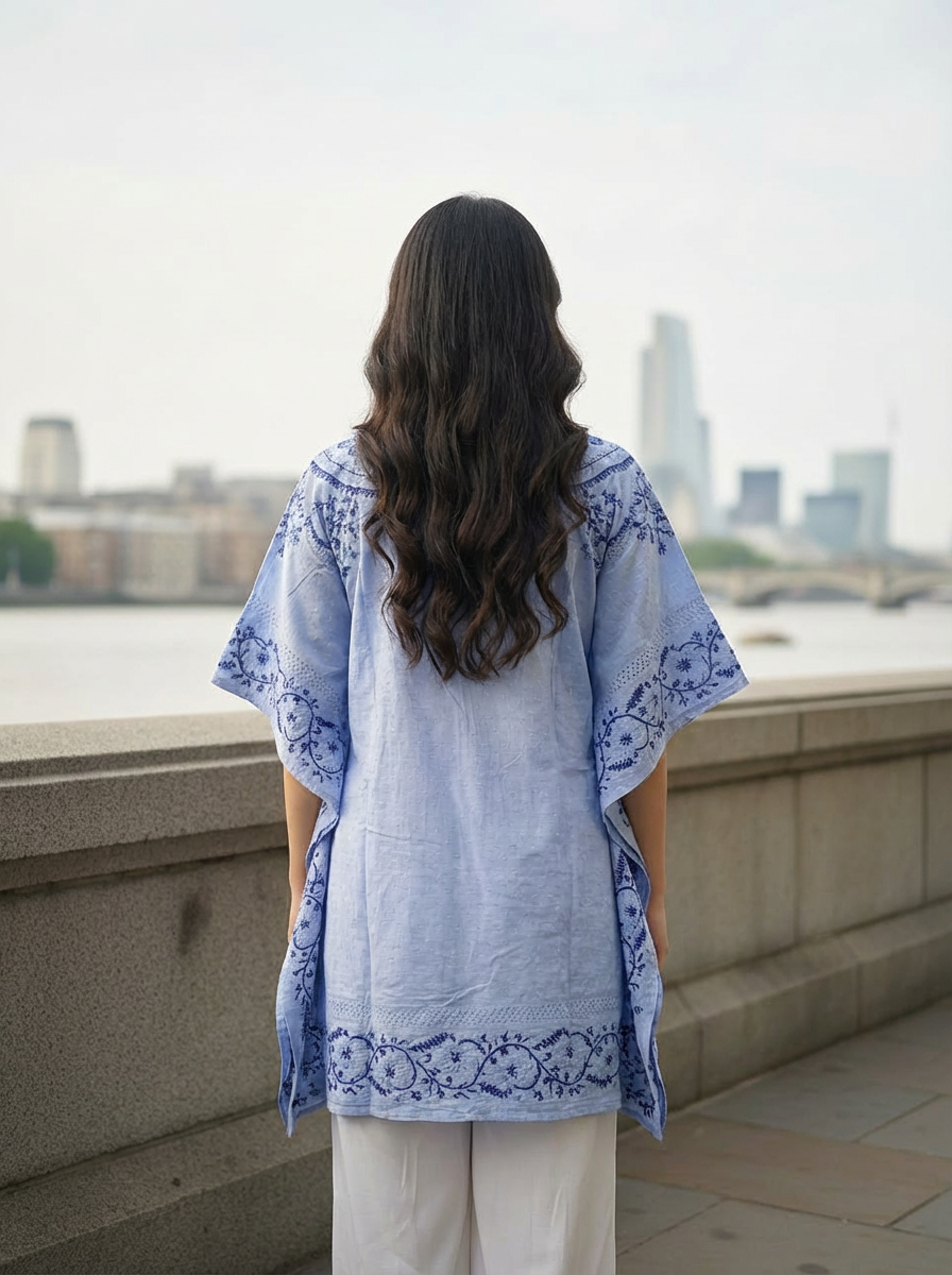 Artisan Bloom Swiss Dot Kaftan Top