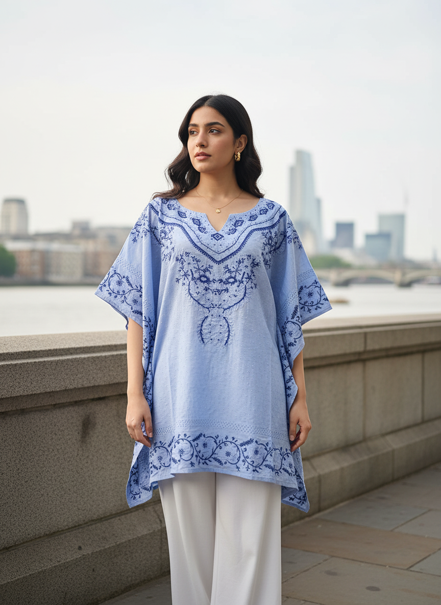 Artisan Bloom Swiss Dot Kaftan Top