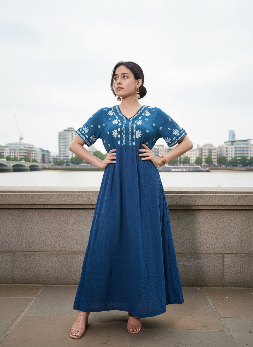 Azure Eden Embroidered Flow Dress
