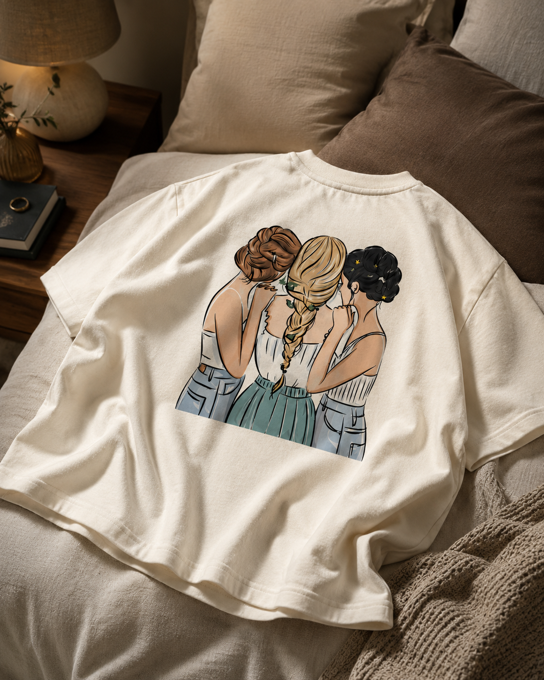 #BFFs Forever Women's Matching T-Shirts – Oversized, Off White, flat-lay view