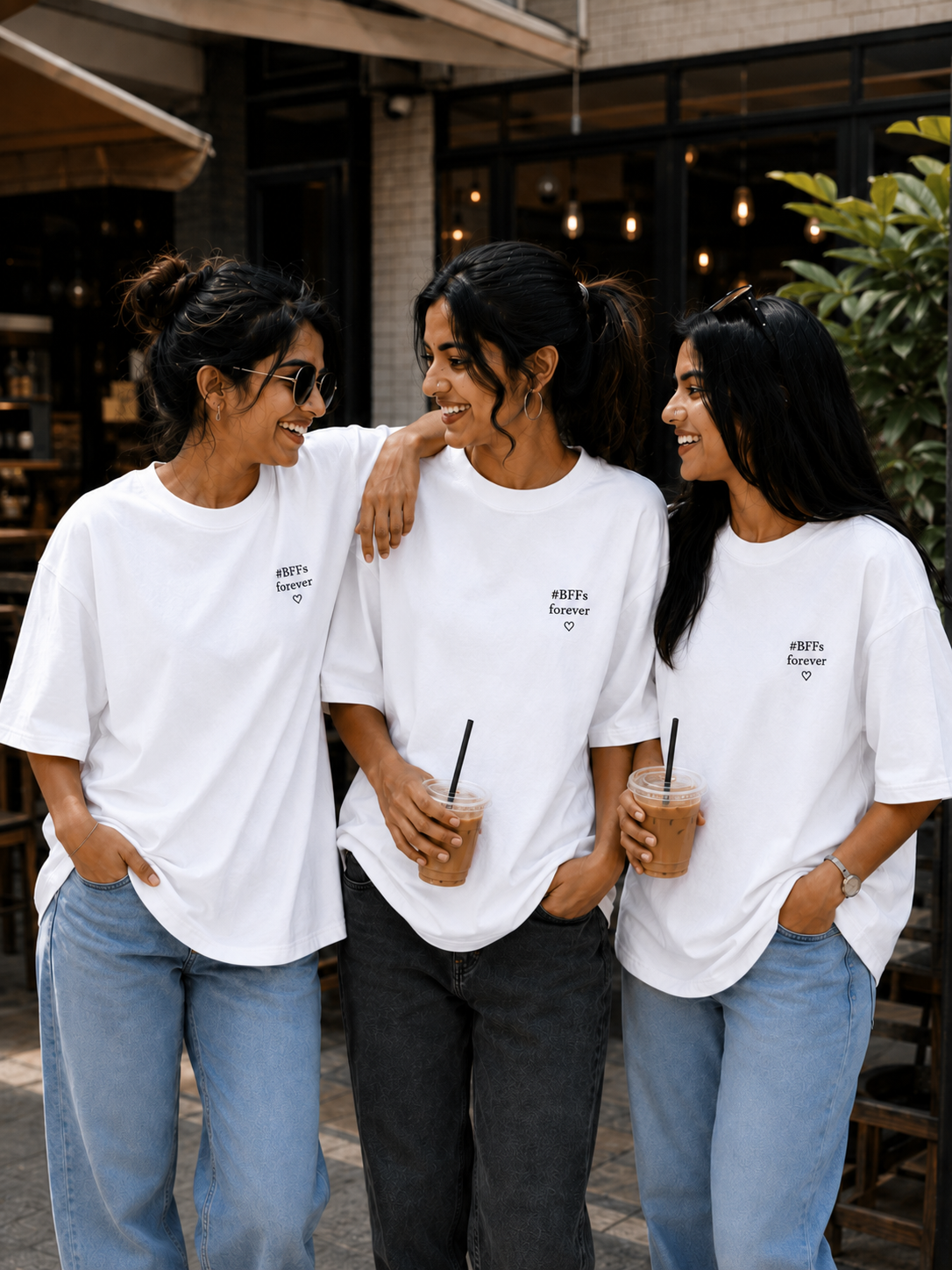 #BFFs Forever Women's Matching T-Shirts – Oversized, White, front view