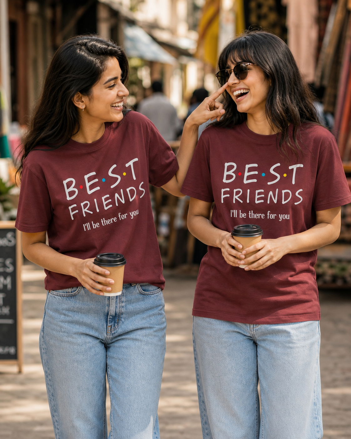 B.E.S.T F.R.I.E.N.D.S – I'll Be There for You Unisex Matching T-Shirts – Best Friends I ll be there for you Oversized Black Maroon
