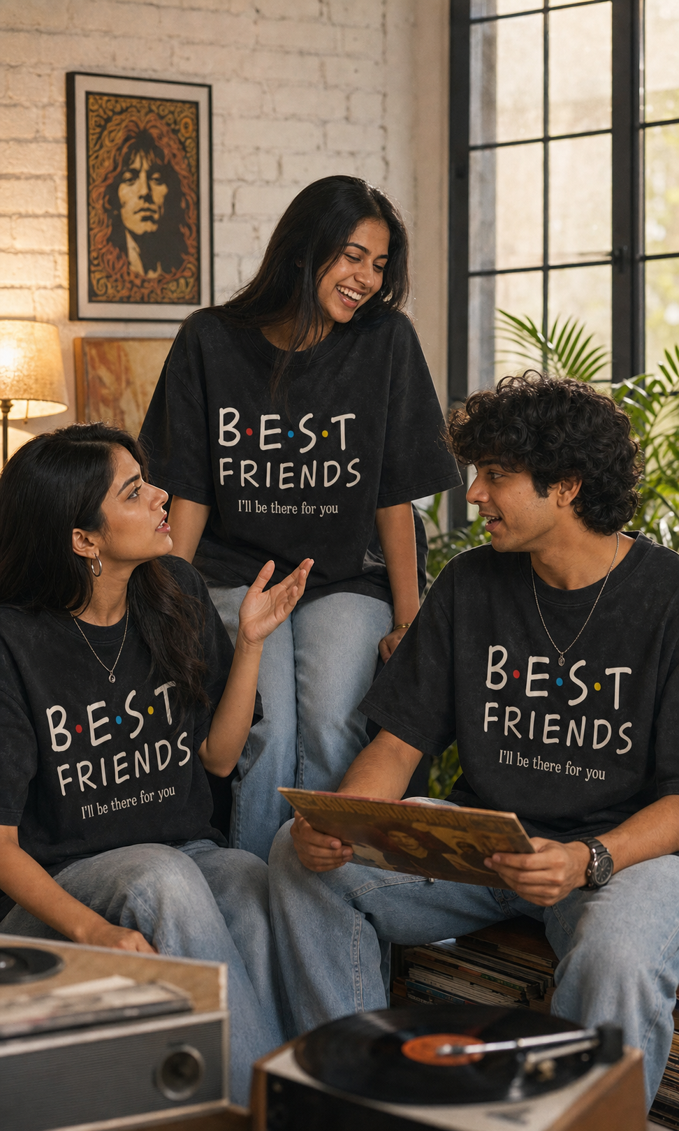 B.E.S.T F.R.I.E.N.D.S – I'll Be There for You Unisex Matching T-Shirts – Best Friends I ll be there for you Oversized Charcoal Acid Wash