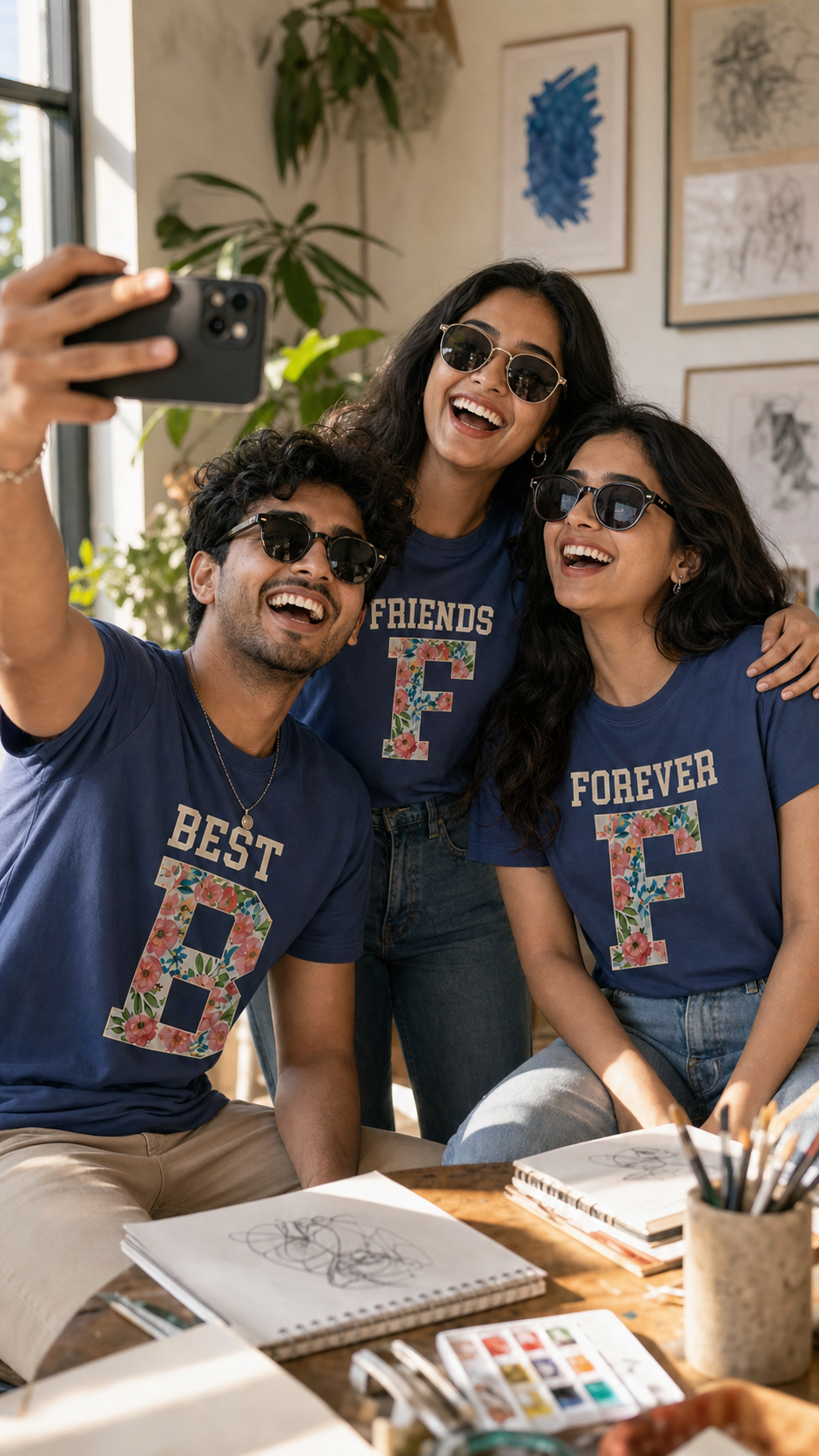 Best Friends Forever (BFF) Unisex Matching T-Shirts – Best Friends Forever Black Oversized Blue