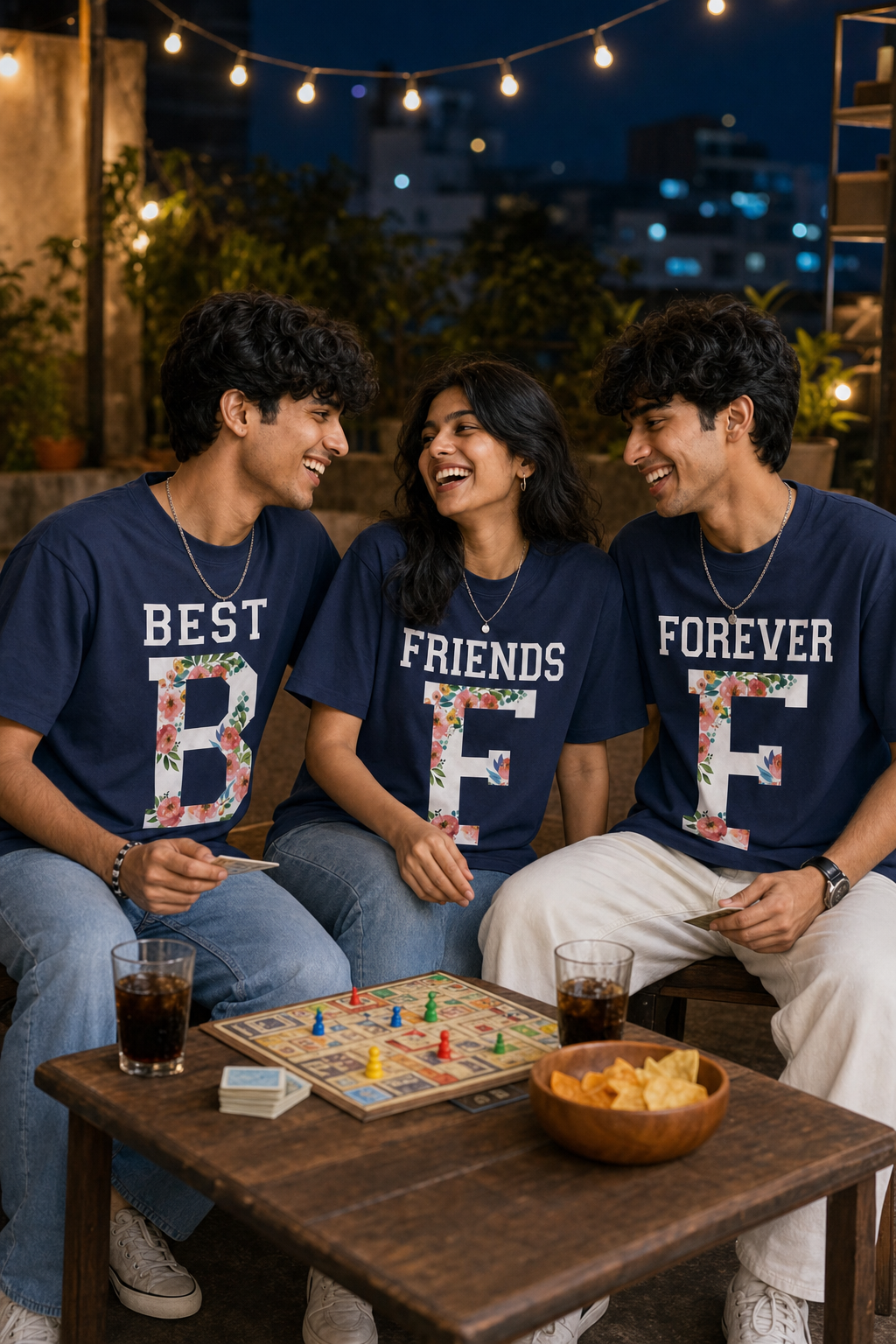 Best Friends Forever (BFF) Unisex Matching T-Shirts – Best Friends Forever Black Oversized Navy Blue