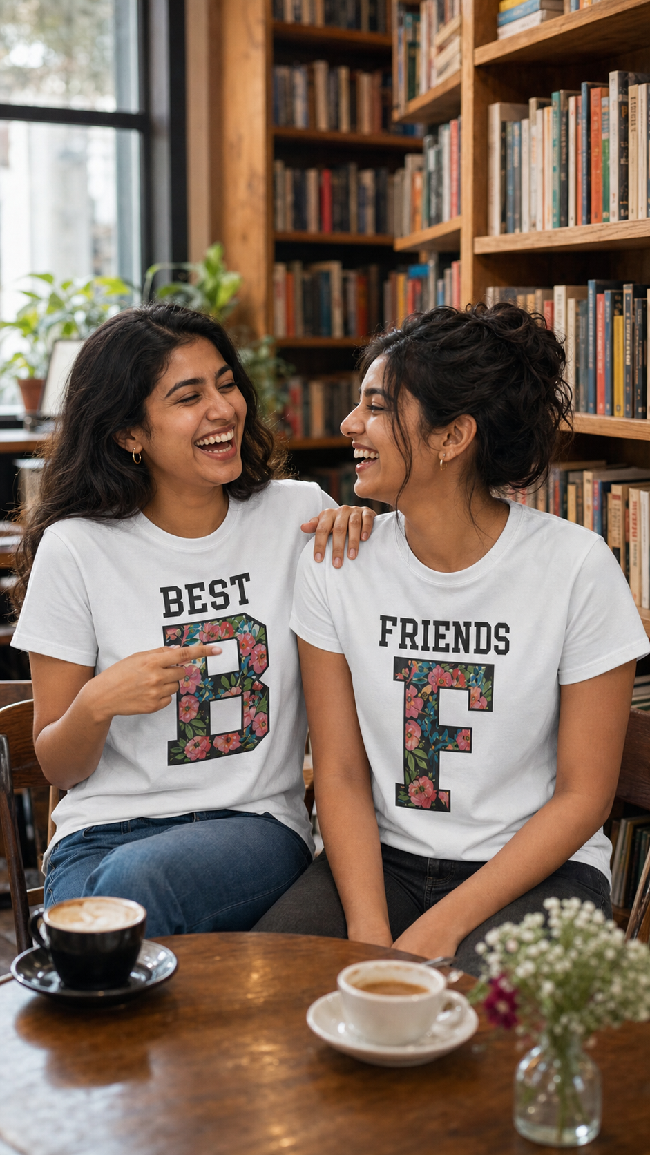 Best Friends Forever (BFF) Unisex Matching T-Shirts – Best Friends Forever Black Oversized White