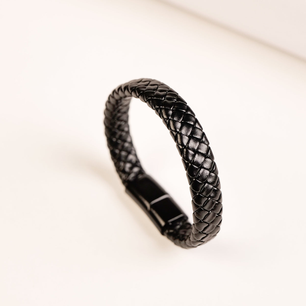 Black Leather Bracelet for Men – photo 2