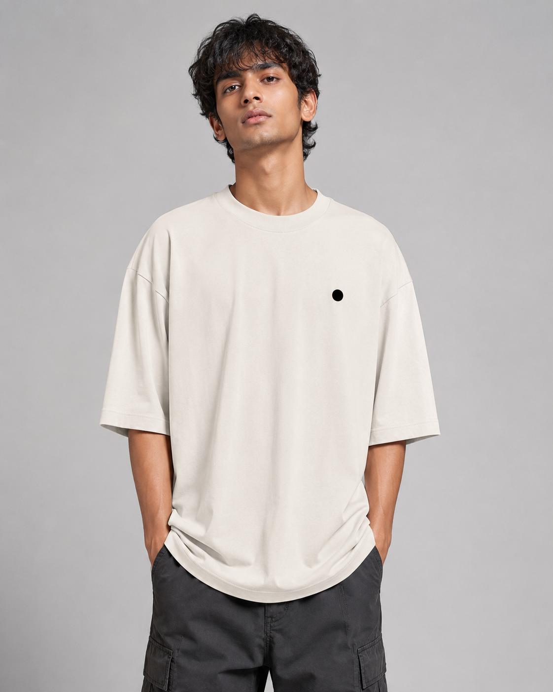 Kaala Teeka Definition Oversized T-Shirt - Off White - Front/model