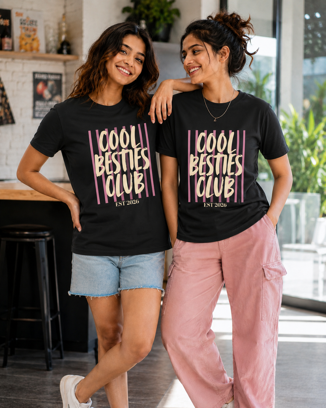 Cool Besties Club Unisex Matching T-Shirts – Cool Besties CLub Oversized Off white Black