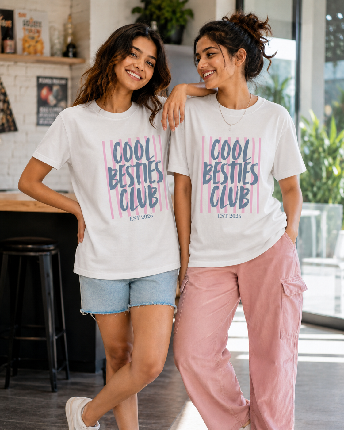 Cool Besties Club Unisex Matching T-Shirts – Cool Besties CLub Oversized Off white White