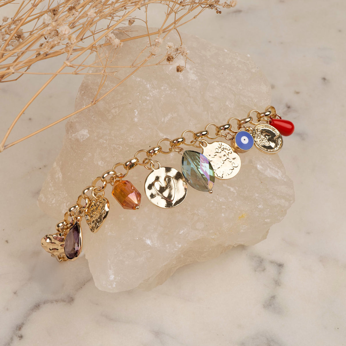 Bohemian Evil Eye Charm Bracelet