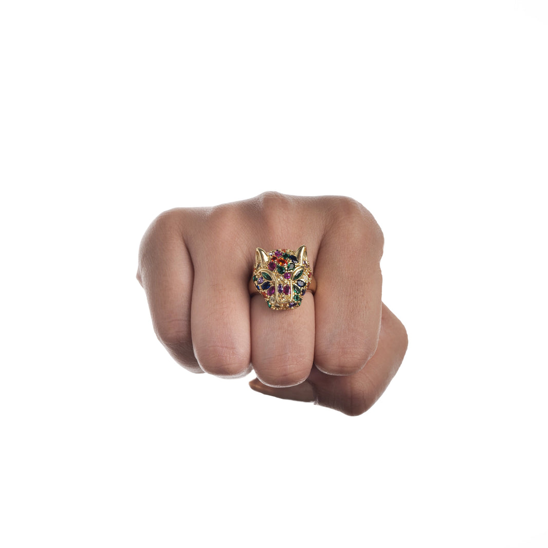 Studded Panther Adjustable Ring – photo 1