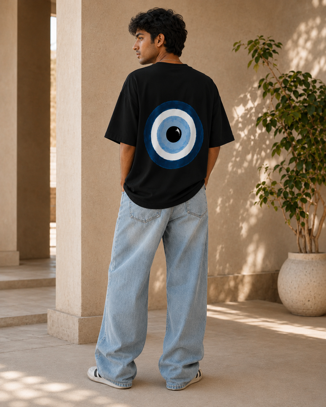 Evil Eye Charm Personalised Unisex Oversized Tee