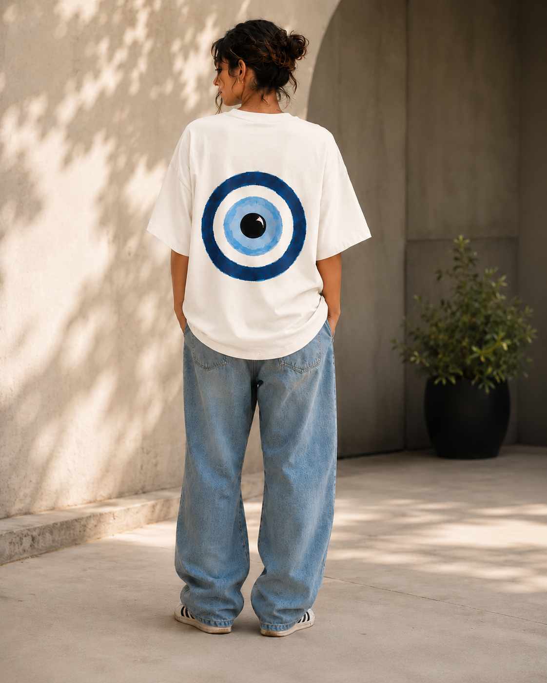 Evil Eye Charm Personalised Unisex Oversized Tee