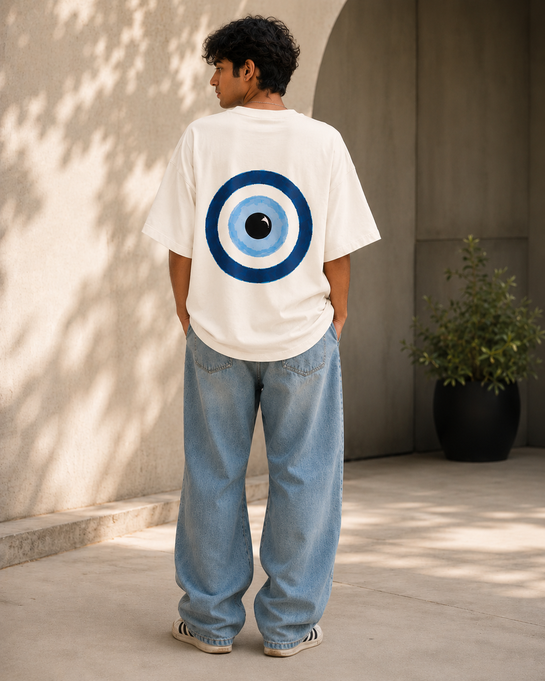 Evil Eye Charm Personalised Unisex Oversized Tee