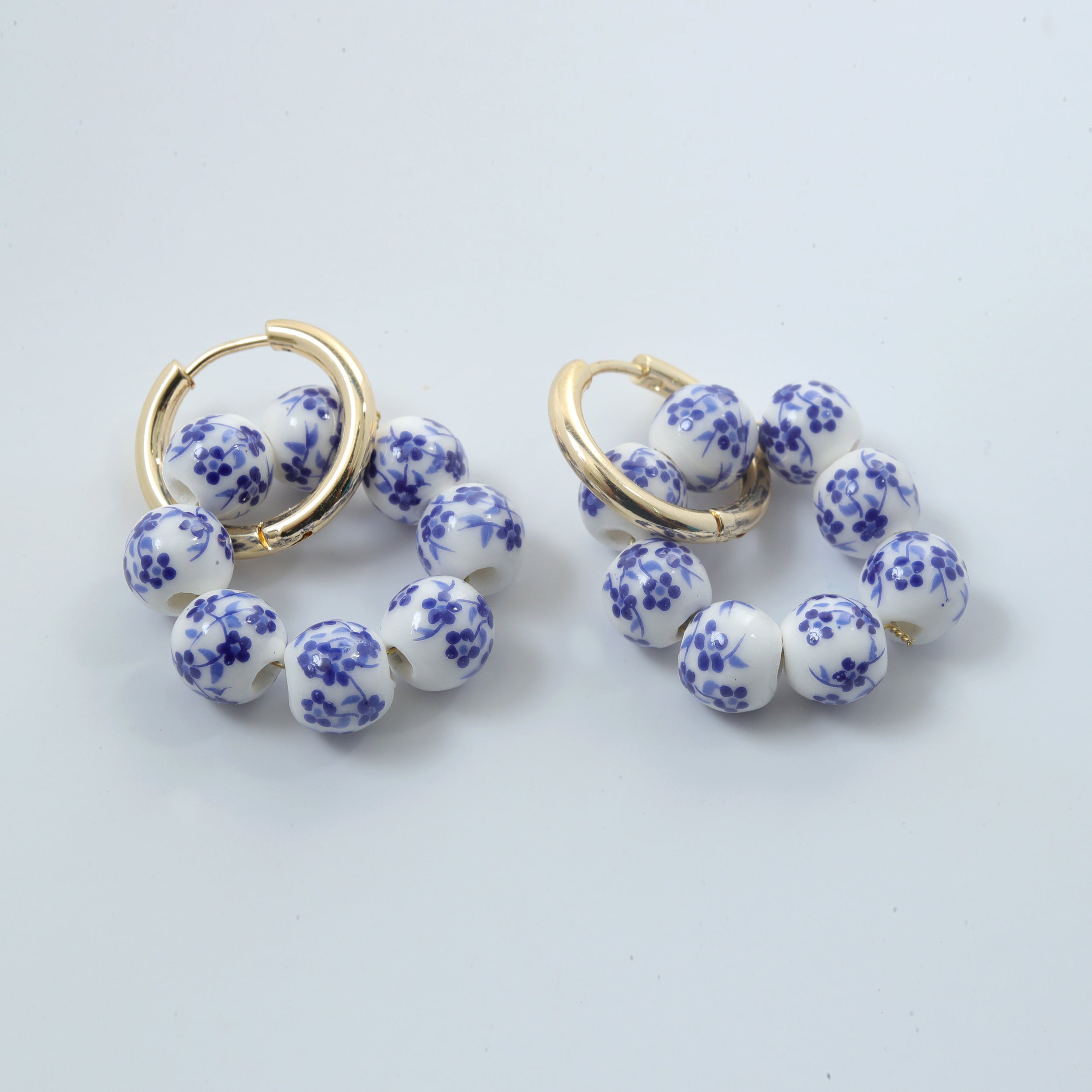 Flower Porcelain Hoops