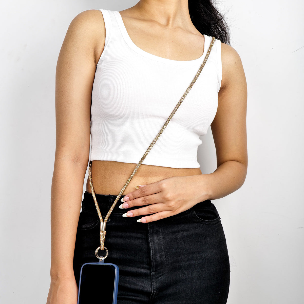 Glitter Lanyard - Gold – worn by a model