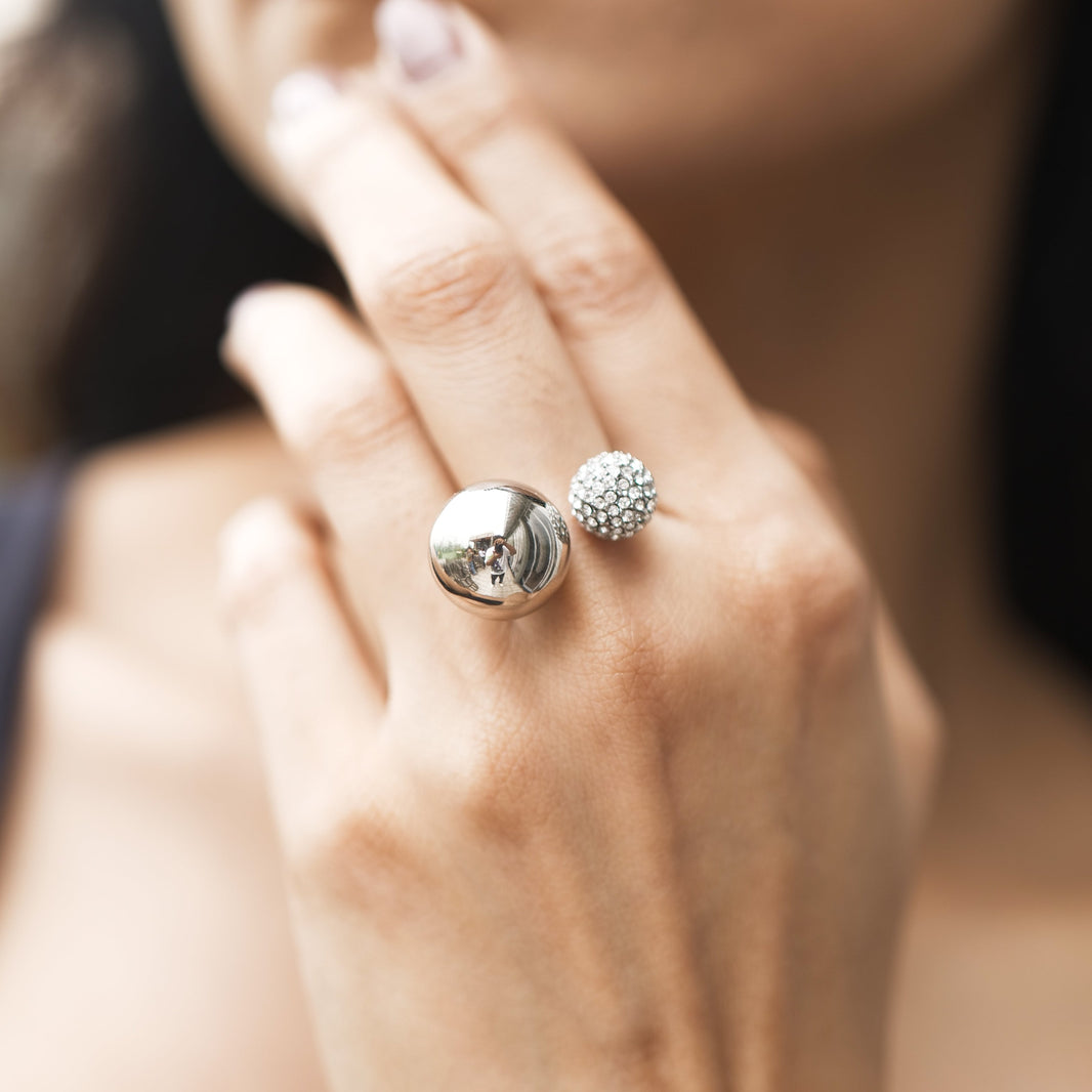 Disco Deewane Front Opened Ring Silver – front view