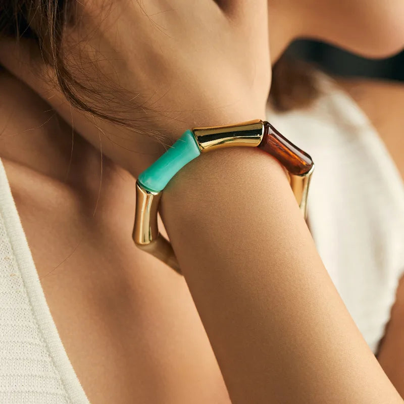 Candy Acrylic Stretchable Bangle – worn by a model