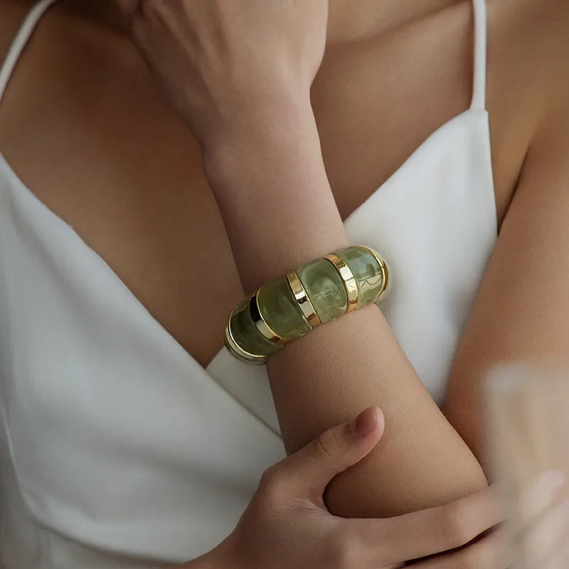 Chunky Acrylic Stretchable Bangle – worn by a model