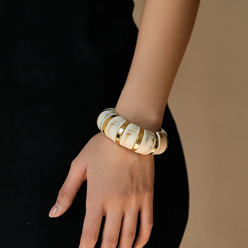 Chunky Acrylic Stretchable Bangle – worn by a model