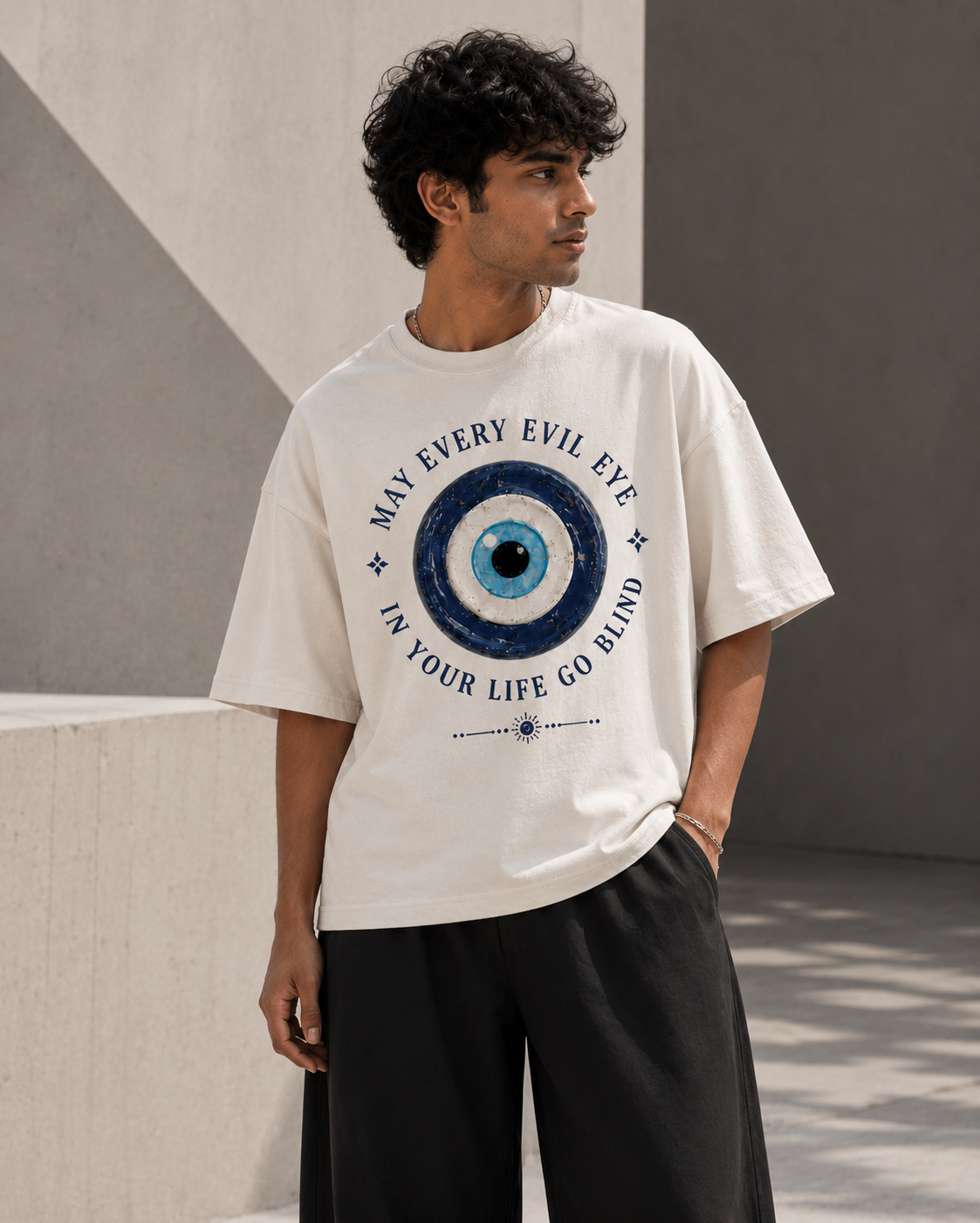 Evil Eye Go Blind Unisex Oversized Tee