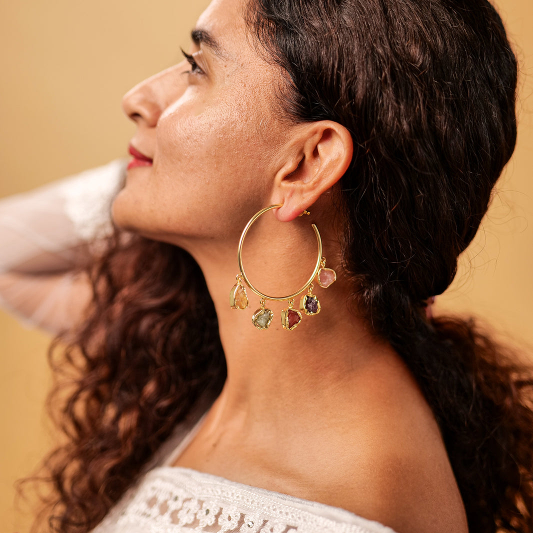 Celestial Hoops – worn by a model