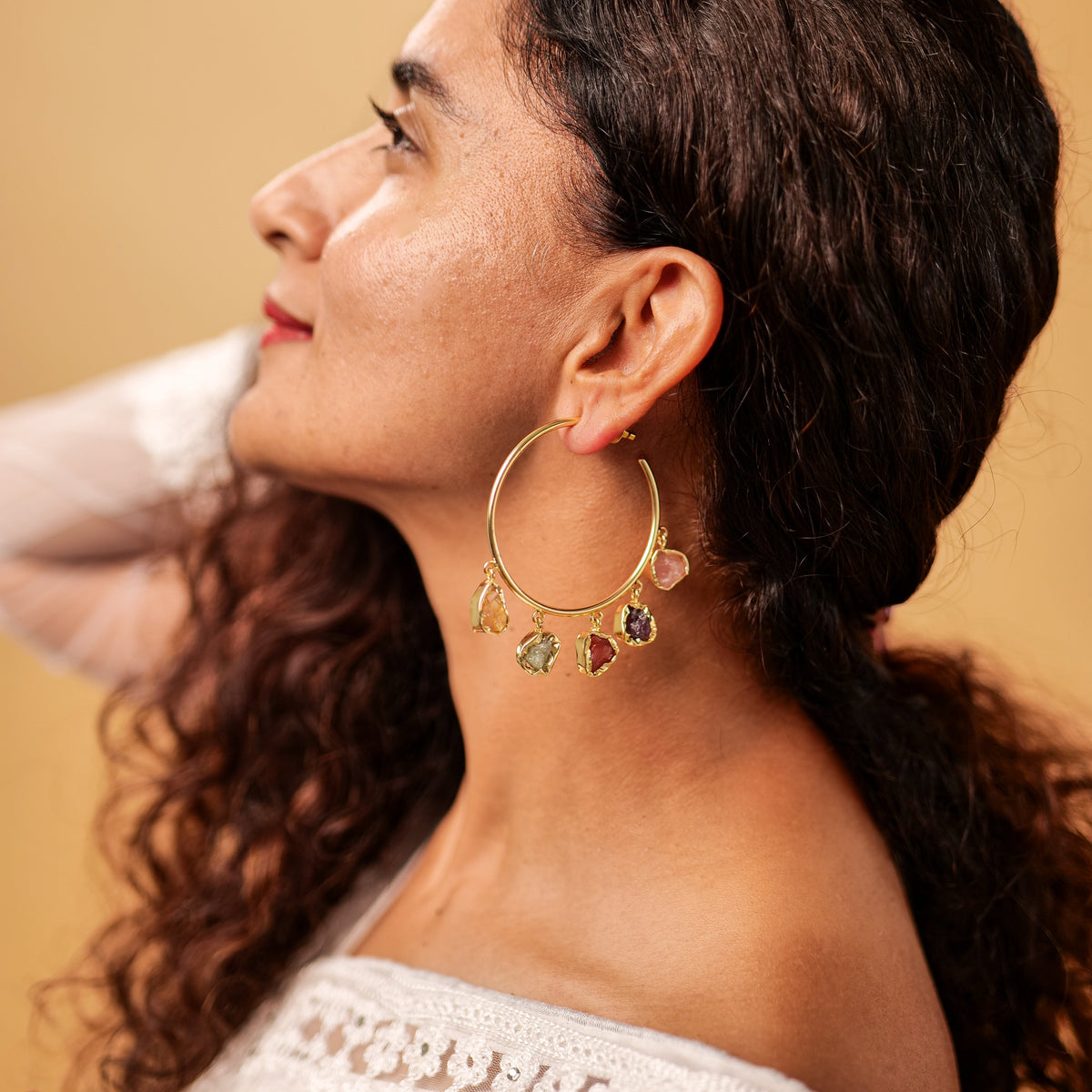 Celestial Hoops – worn by a model