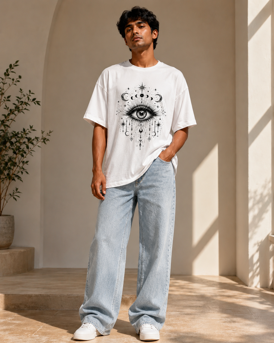 Celestial Evil Eye Unisex Oversized Tee