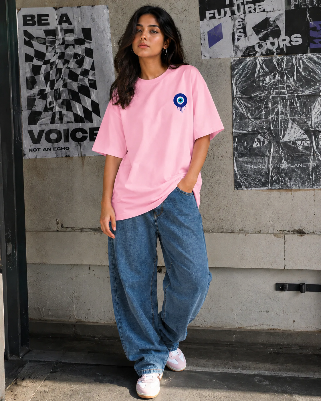 No Evil Eye Shall Pass Unisex Oversized Tee