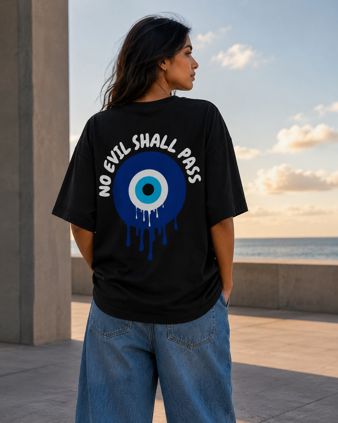 No Evil Eye Shall Pass Unisex Oversized Tee