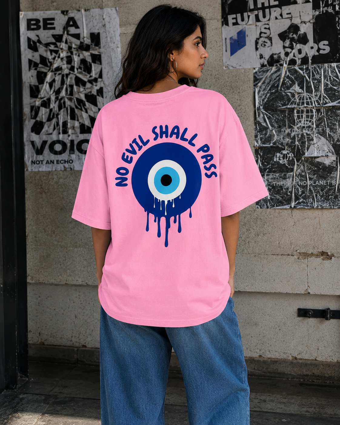 No Evil Eye Shall Pass Unisex Oversized Tee