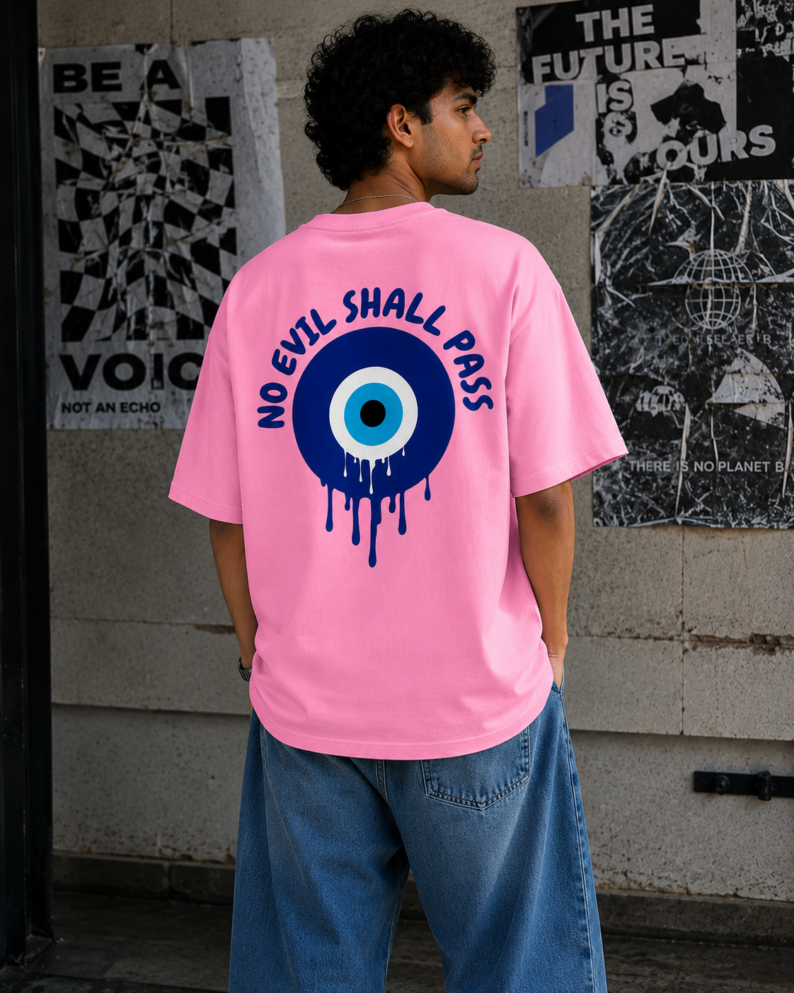No Evil Eye Shall Pass Unisex Oversized Tee
