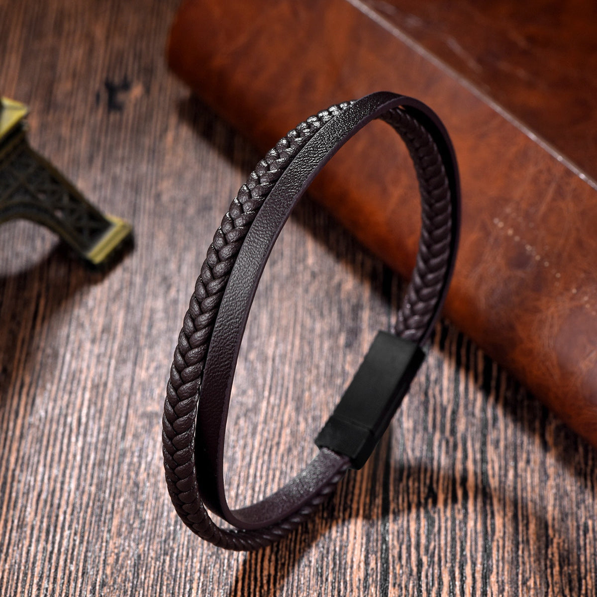 Brown Two Layered Leather Bracelet for Men – photo 2