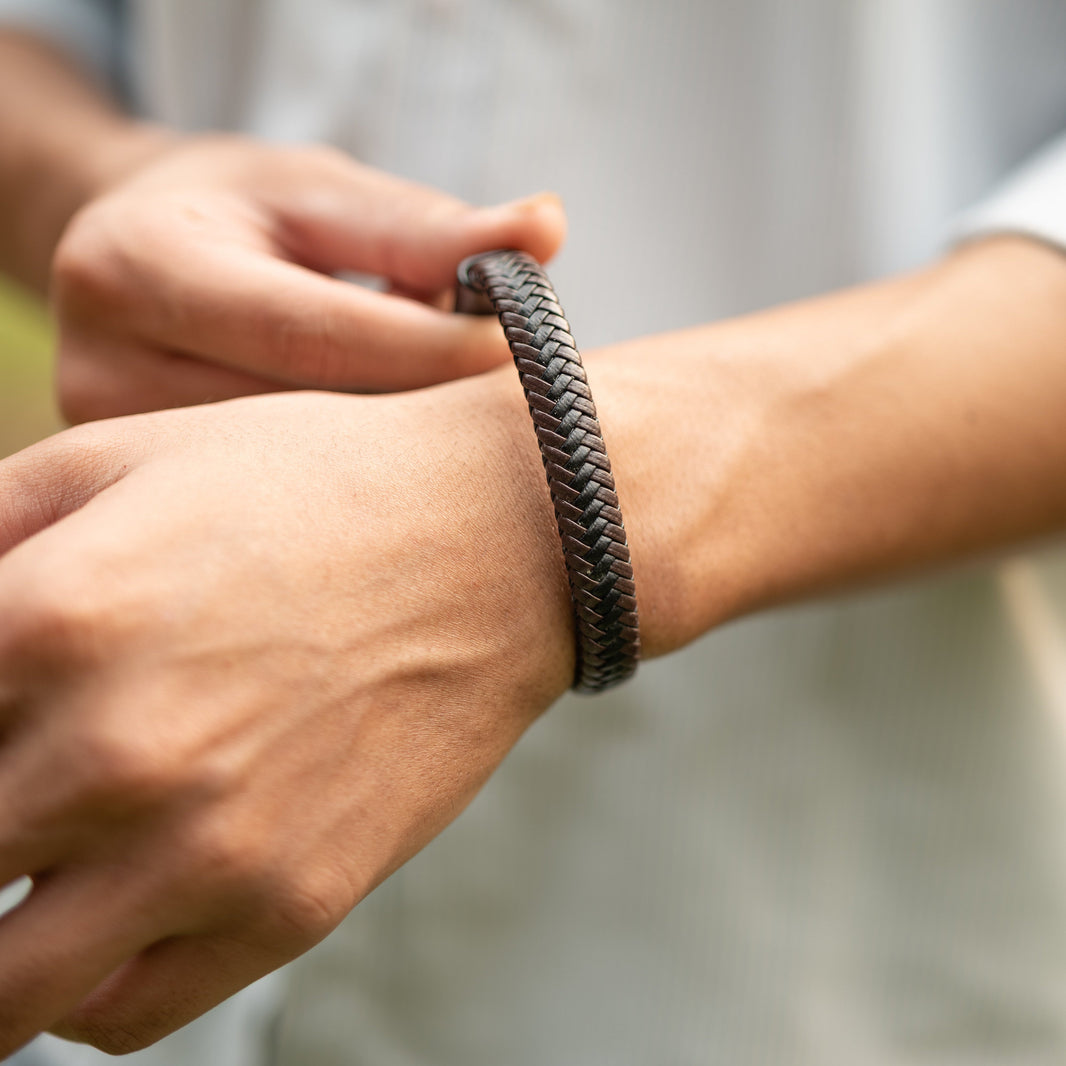 Two Tone Leather Bracelet for Men – photo 1