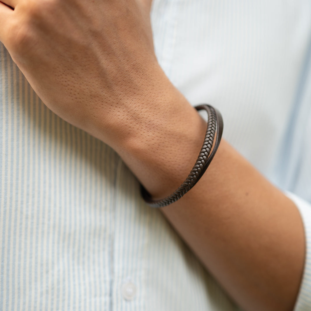 Brown Two Layered Leather Bracelet for Men – photo 1
