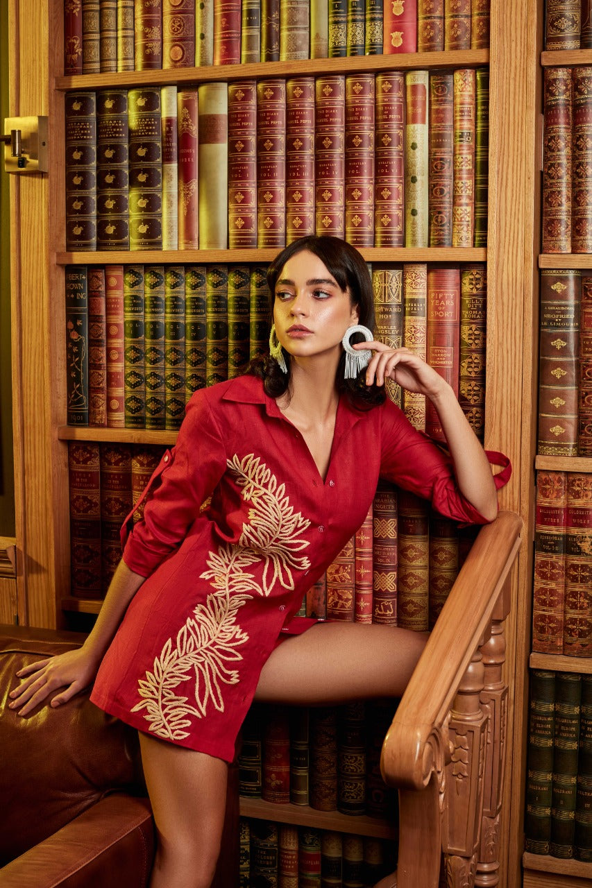 Red Kashida Hand Embroidered Co-ord Set – photo 2