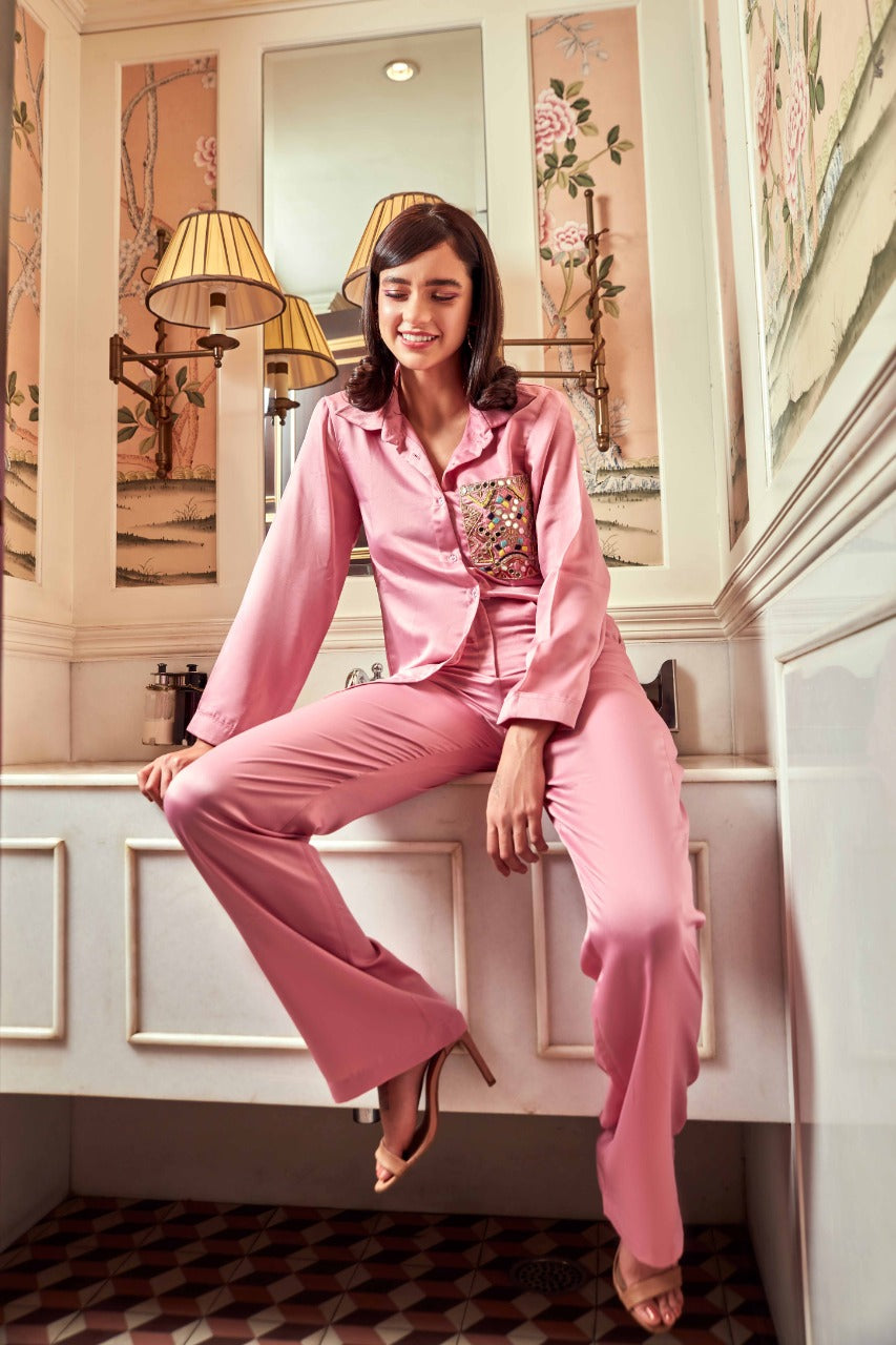 Rose pink pocket embroidered set – photo 2