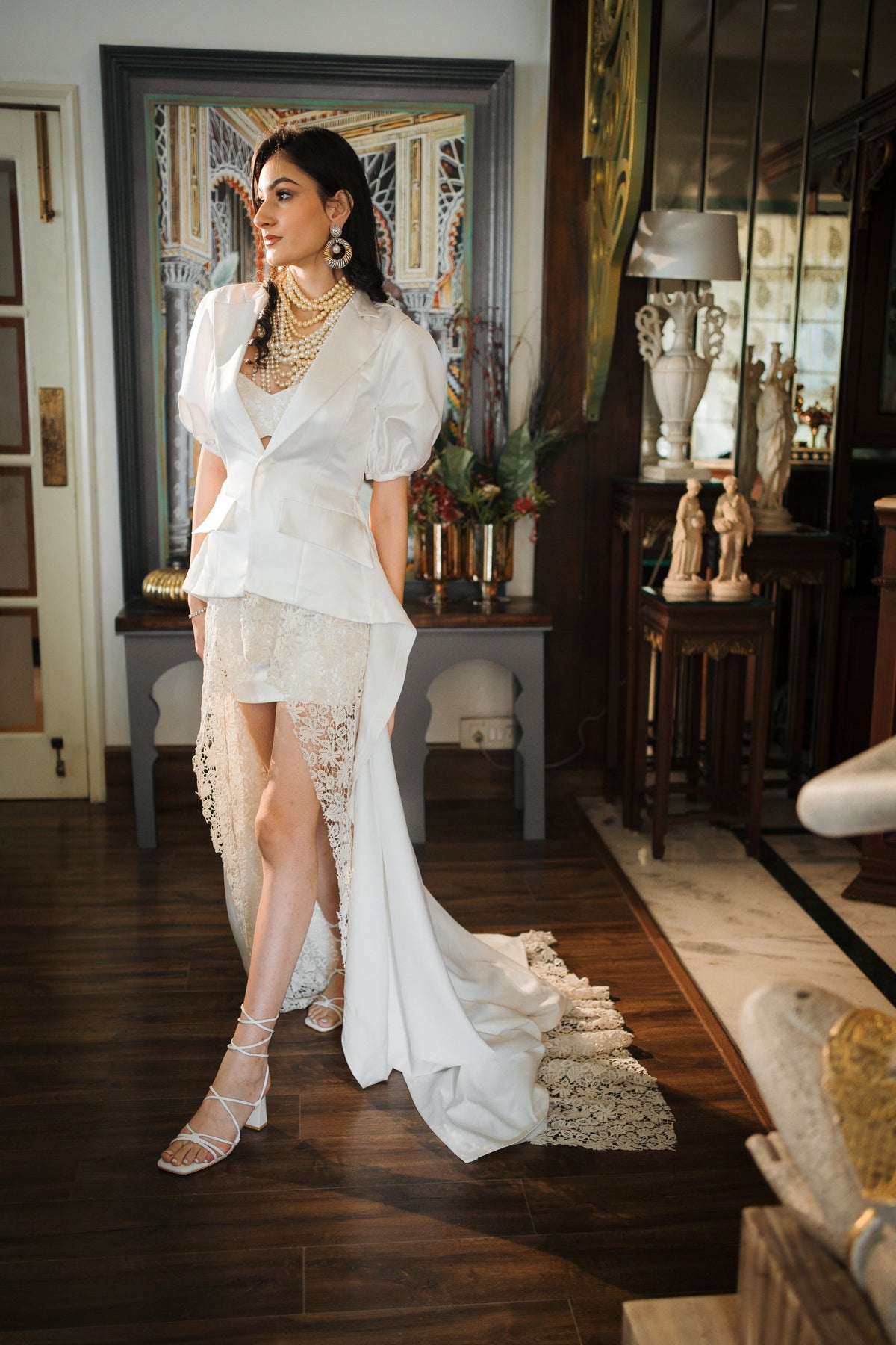 Ivory blazer set with lace trail – photo 7