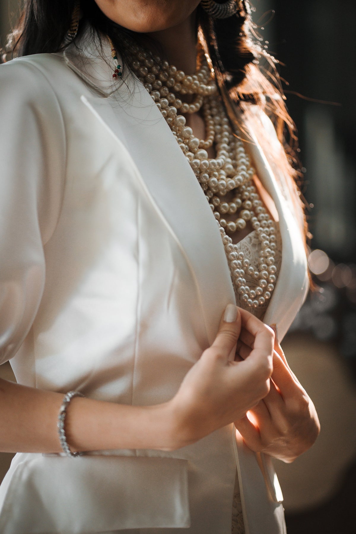 Ivory blazer set with lace trail – photo 3